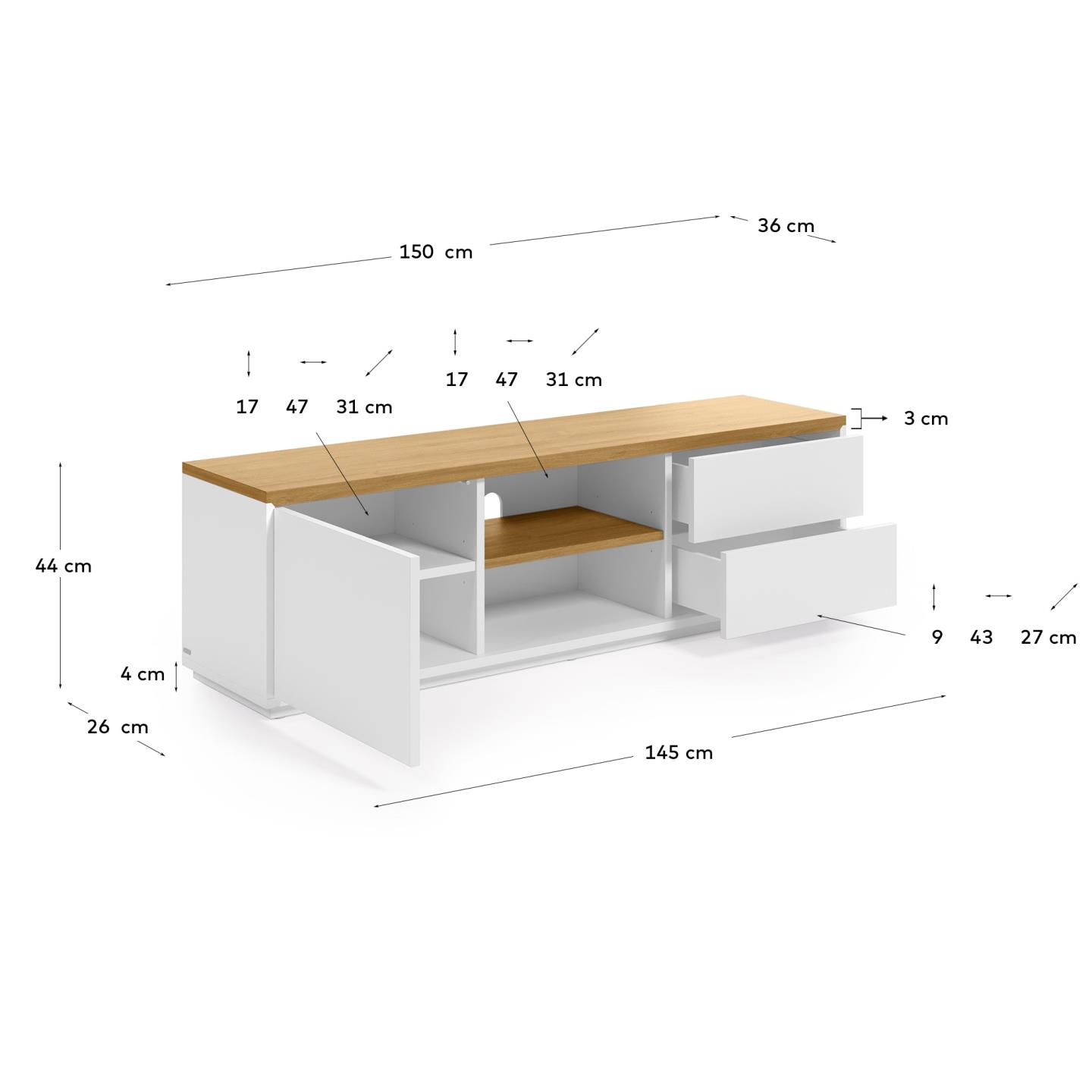 KAVE HOME Lowboard ABILEN KAVE HOME TV-Möbel ABILEN