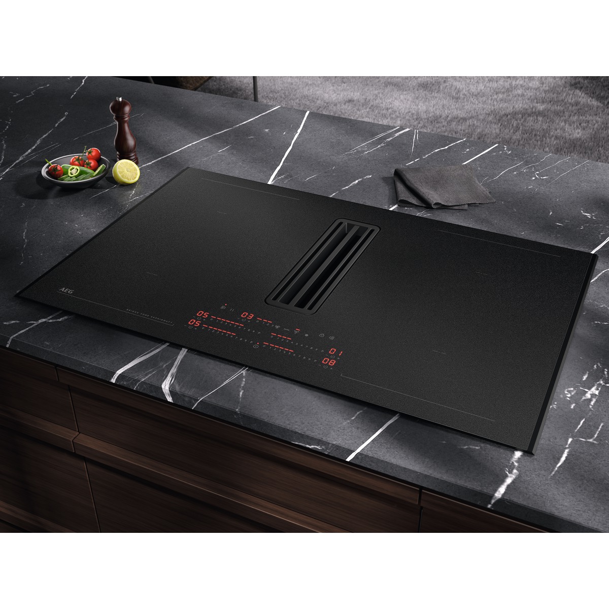 AEG hob with integrated extractor fan XCD6847AS