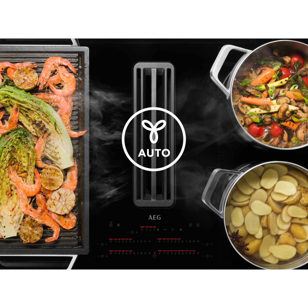 AEG hob with integrated extractor fan XCD6847AS