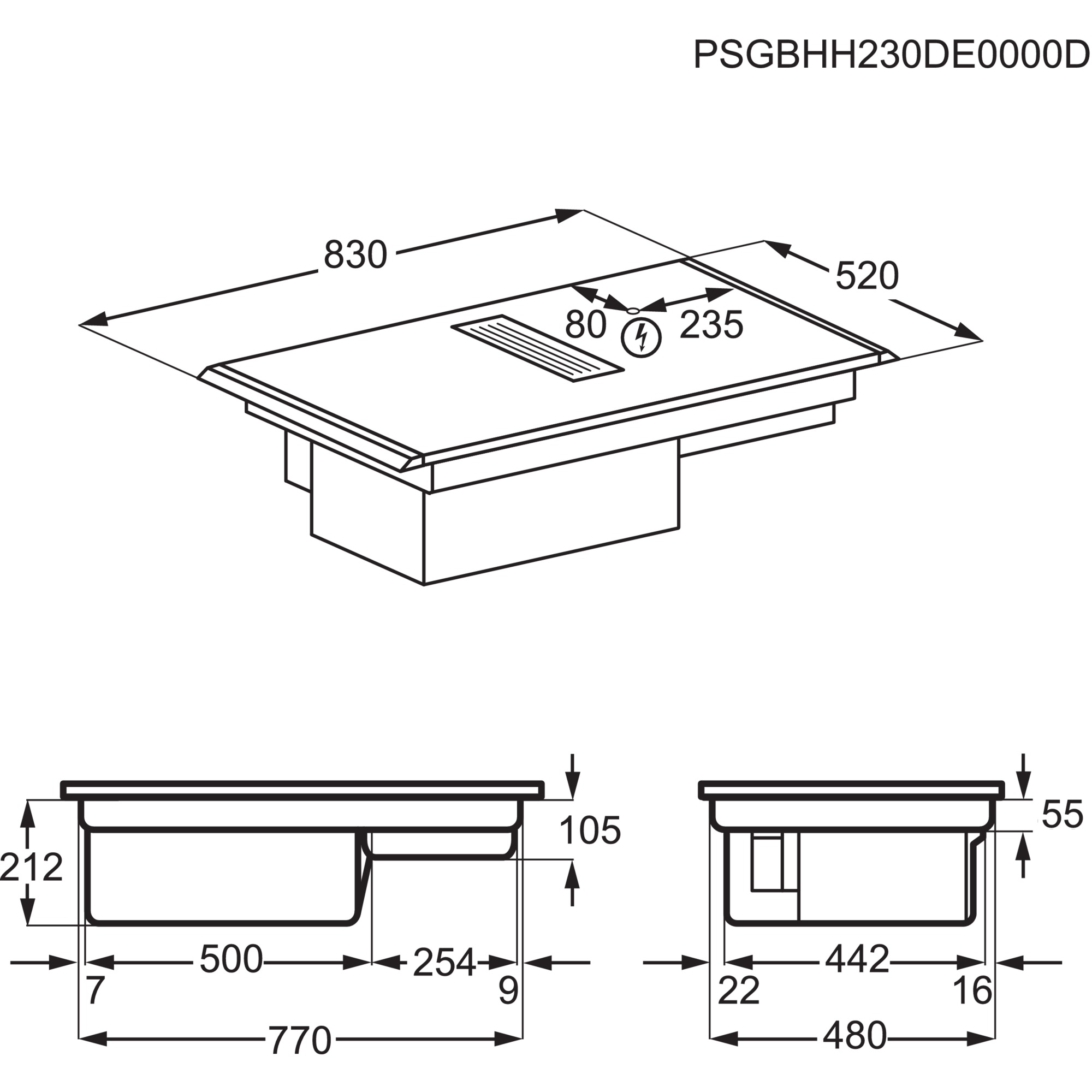 AEG hob with integrated extractor fan XCD6847AS